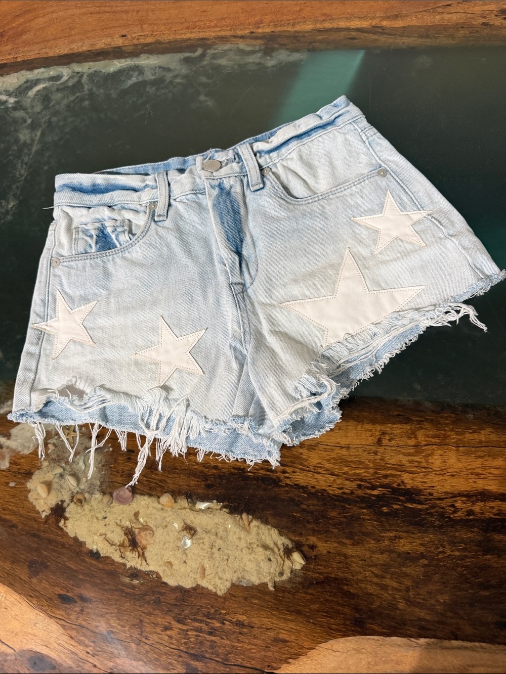 BlankNYC “The Barrow” Star Patch Denim Shorts